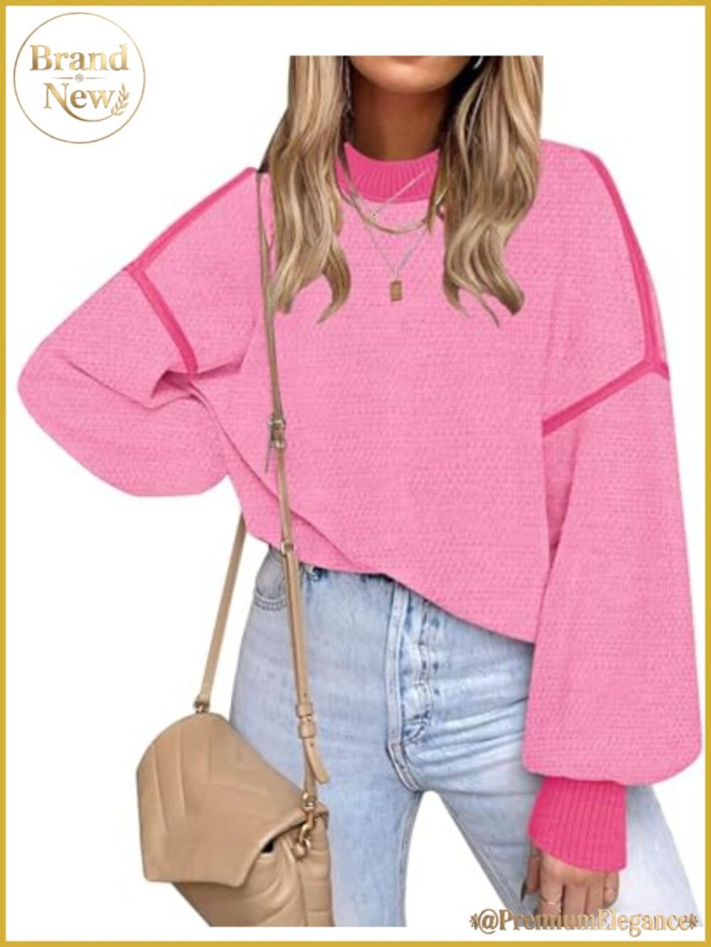 Oversized Knit Sweater Batwing Sleeve Asymmetric Hem Tunic Pullover